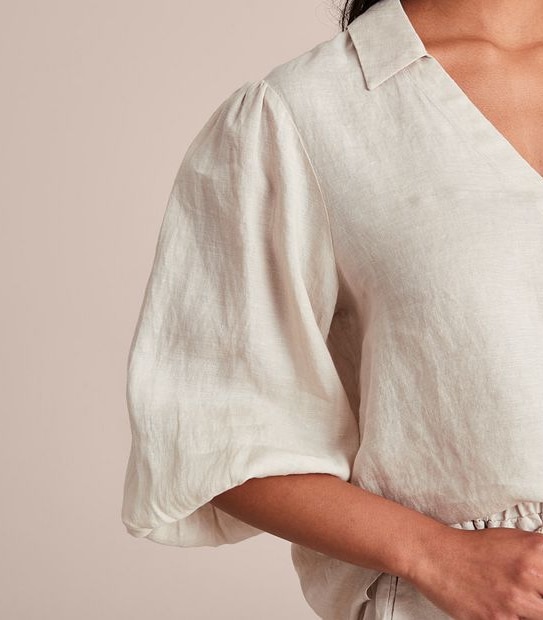 European Linen Puff Sleeve Blouse 3 of 6