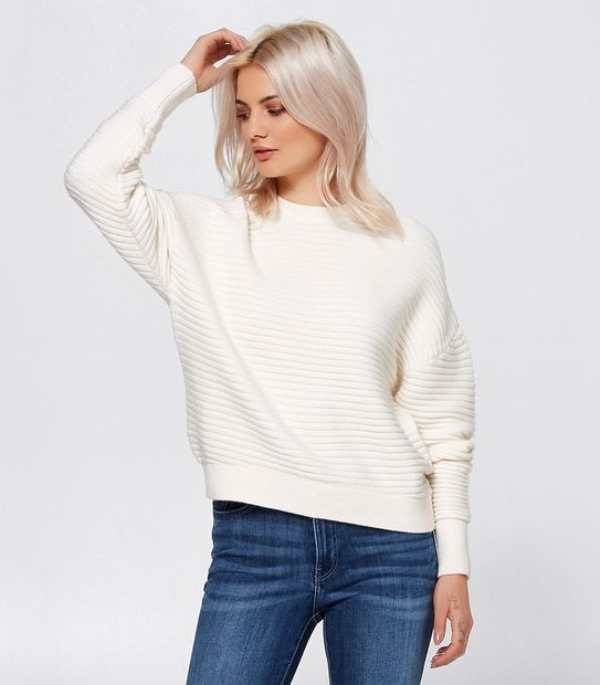 Dannii Minogue Petites Relaxed Rib Jumper - Ivory
