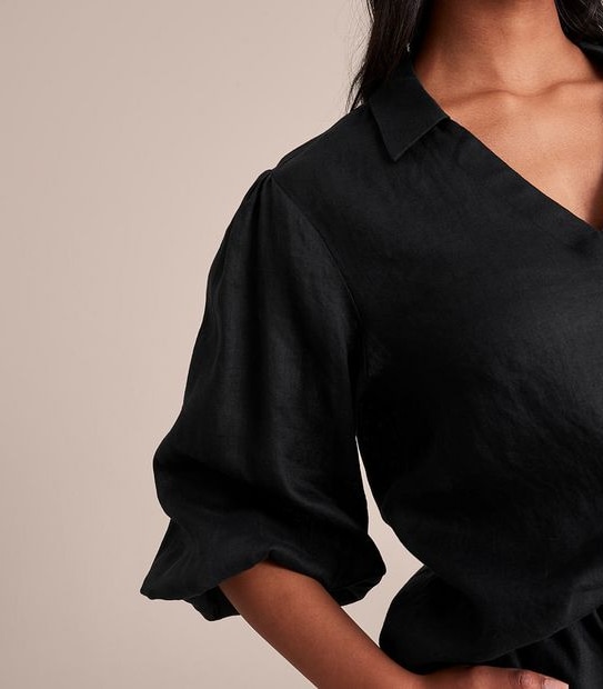 European Linen Puff Sleeve Blouse