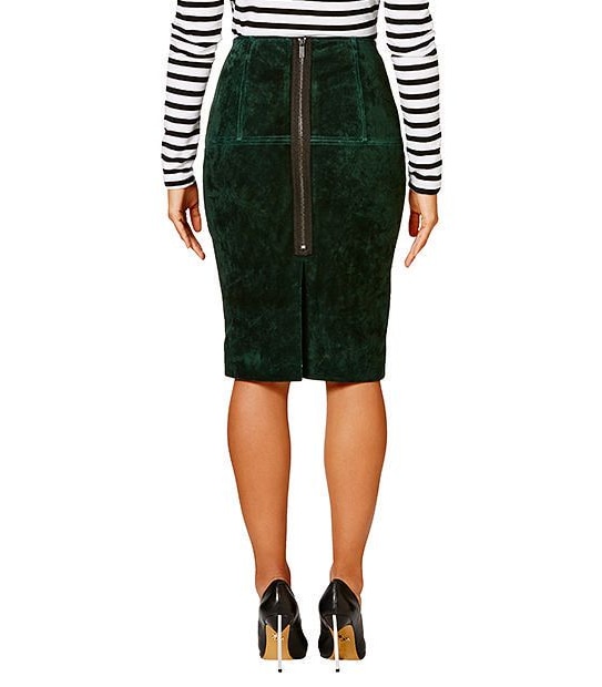 Dannii Minogue Petites Suede Skirt - Green