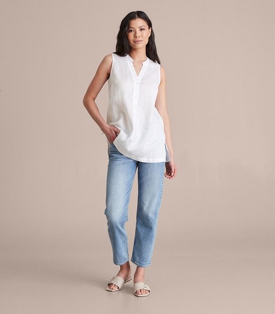 European Linen Sleeveless Shirt