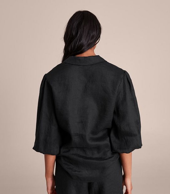 European Linen Puff Sleeve Blouse