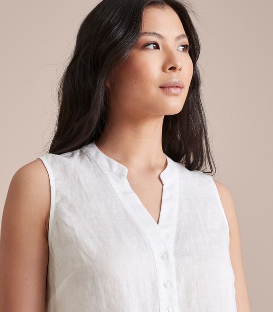 European Linen Sleeveless Shirt