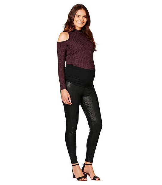 Maternity by Dannii Minogue Textured Belly Band Legging - Black