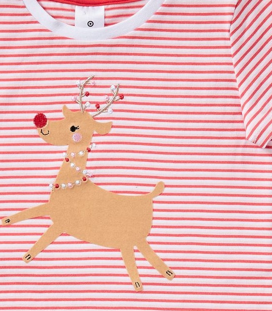 Christmas Reindeer T-Shirt - Red/White Stripe