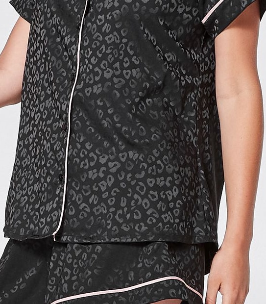 Lily Loves Short Satin Pyjama Set - Jacquard Black Animal