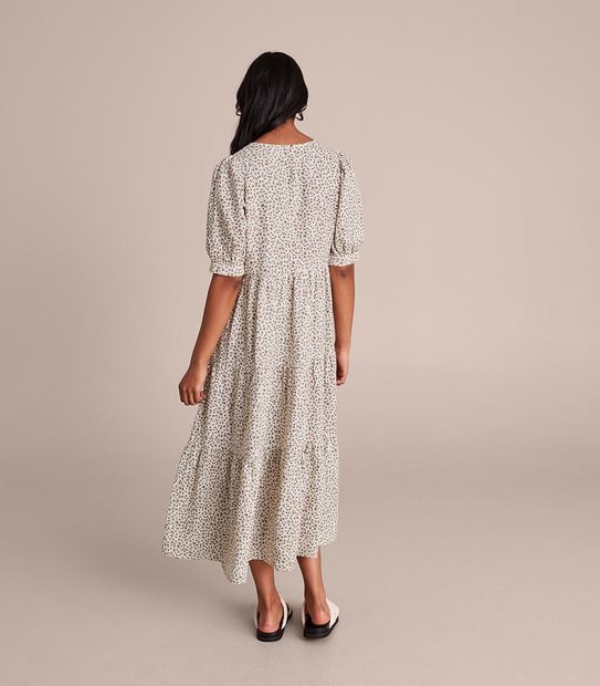 European Linen Tiered Midi Dress 5 of 6