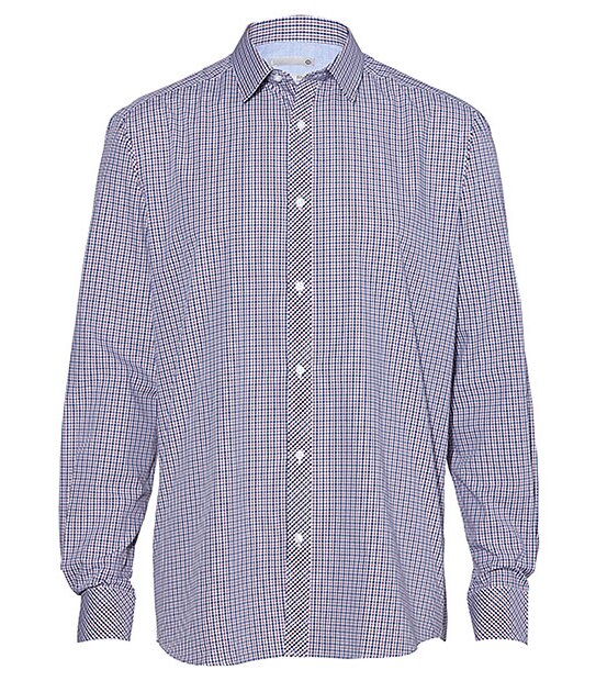 Men's Long Sleeve Cotton Rich Tailored Check Shirt - Burgundy