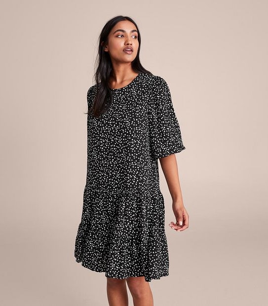 Balloon Sleeve Tiered Mini Dress