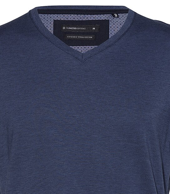 Men's Limited Editions Slim Fit Short Sleeve T-Shirt - Navy Blue Smart Stripe
