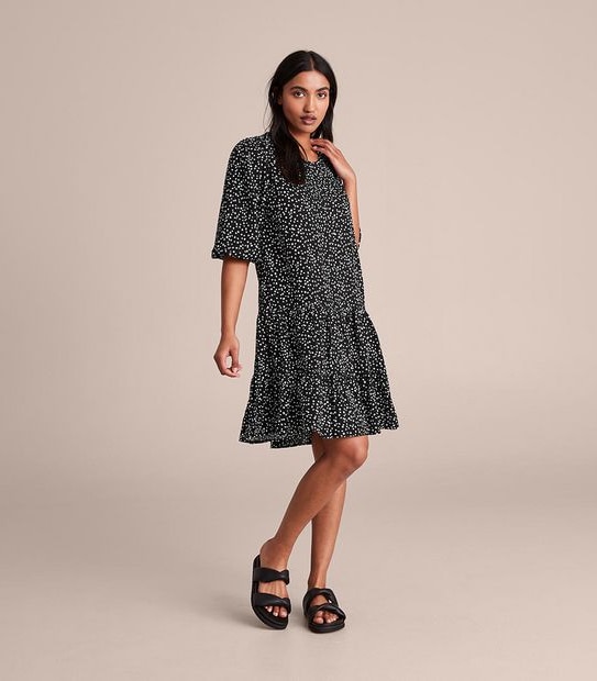 Balloon Sleeve Tiered Mini Dress