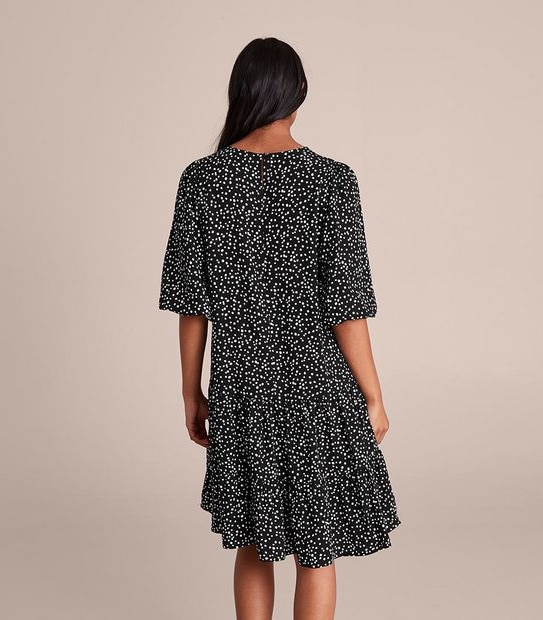 Balloon Sleeve Tiered Mini Dress