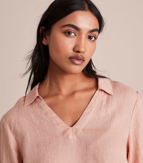 European Linen Puff Sleeve Blouse