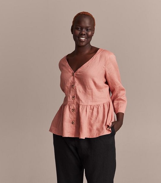 Curve 3/4 Sleeve V-Neck Blouse