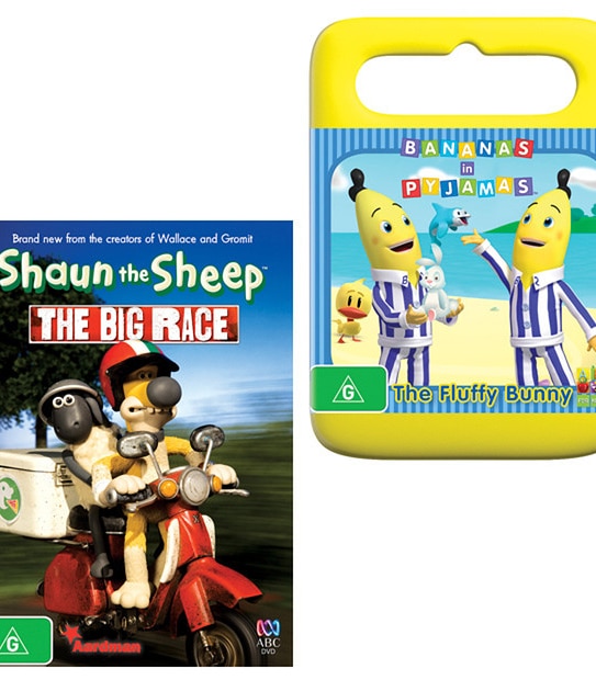 Bananas In Pyjamas Fluffy Bunny + Shaun The Sheep The Big Race DVD