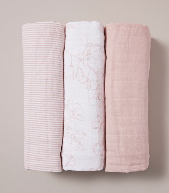 bub. 3 Pack Organic Cotton Muslin Wraps