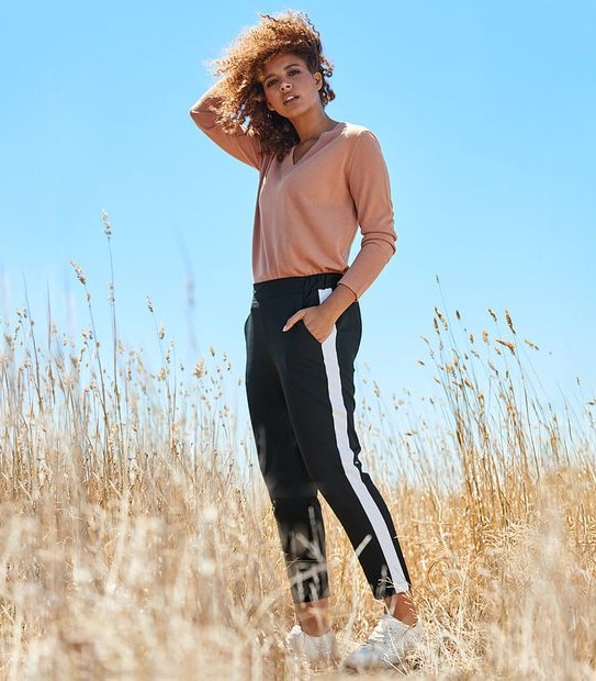 Side Stripe Jogger Pants - Black/White
