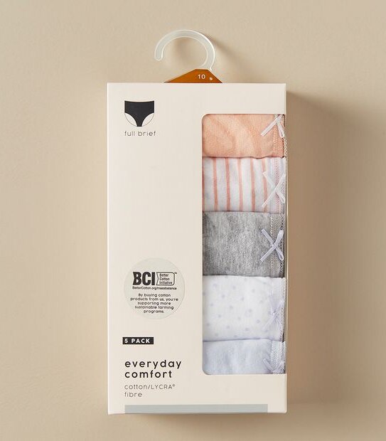 5 Pack Cotton/Elastane Full Briefs
