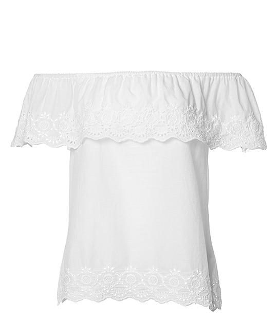 Lily Loves Broderie Top - White