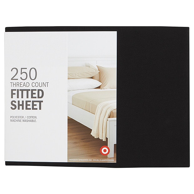 Target 250 Thread Count Fitted Sheet - Black