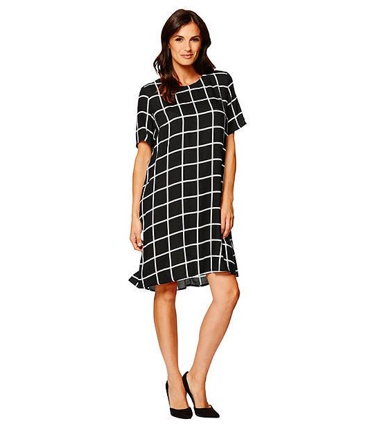 Trapeze Dress - Grid Print