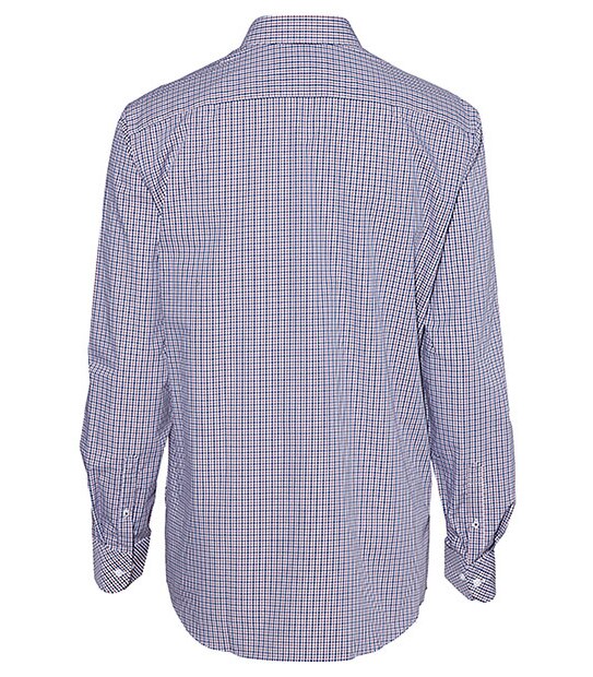 Men's Long Sleeve Cotton Rich Tailored Check Shirt - Burgundy