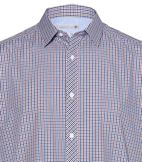 Men's Long Sleeve Cotton Rich Tailored Check Shirt - Burgundy