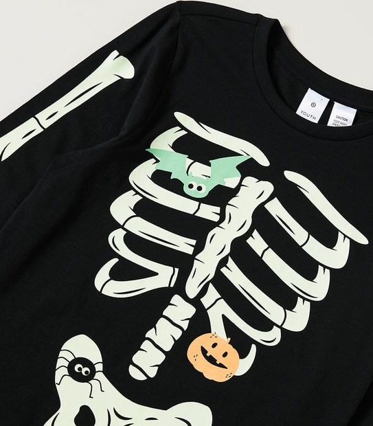 Unisex Kids Family Matching Glow In The Dark Skeleton Pyjama Set