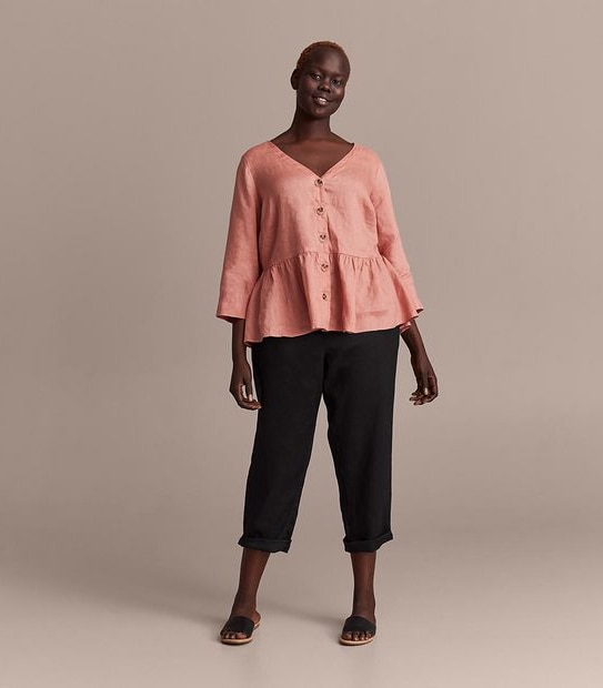 Curve 3/4 Sleeve V-Neck Blouse