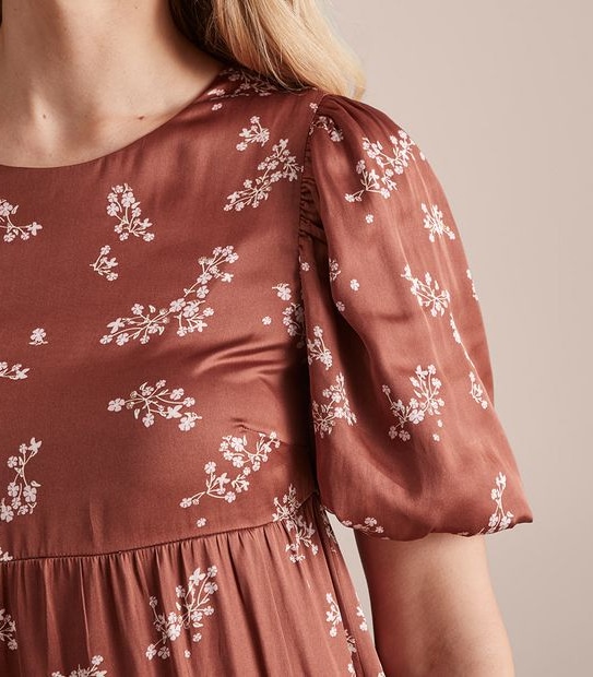 Preview Puff Sleeve Tiered Midi Dress