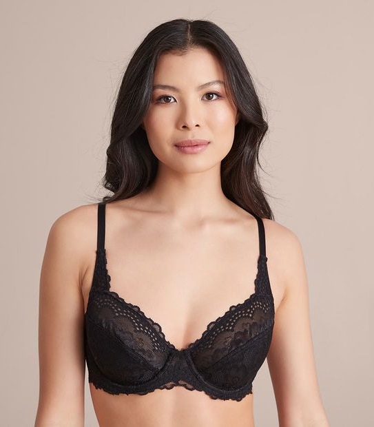 Lace Soft Cup Underwire Bra - Black