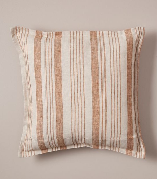 GIG WASHED LINEN CUSHION VARIATED STRIPE PECAN