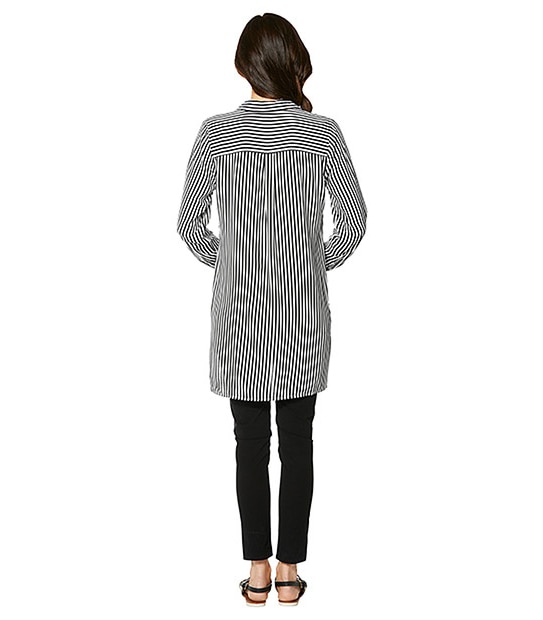 Longline Stripe Shirt - Black / White