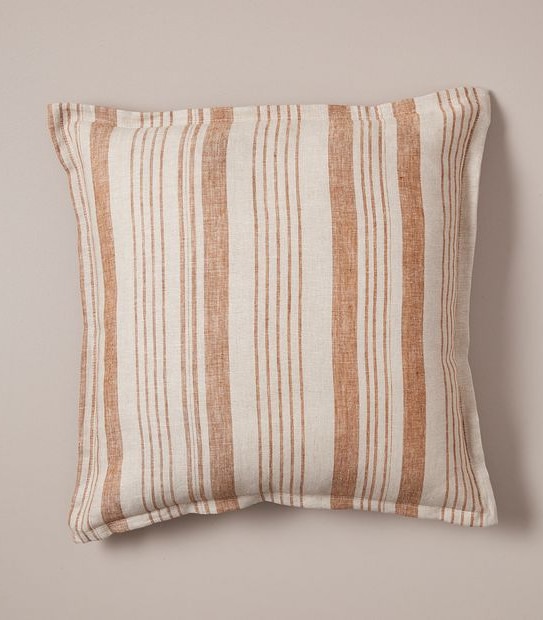 GIG WASHED LINEN CUSHION VARIATED STRIPE PECAN