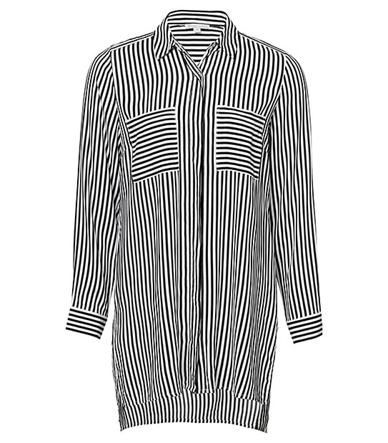 Longline Stripe Shirt - Black / White