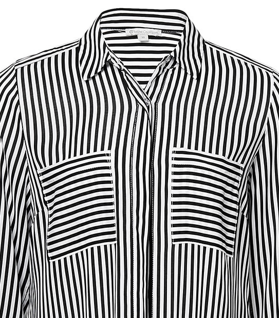 Longline Stripe Shirt - Black / White