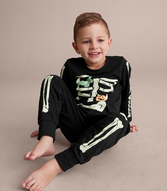 Unisex Kids Family Matching Glow In The Dark Skeleton Pyjama Set