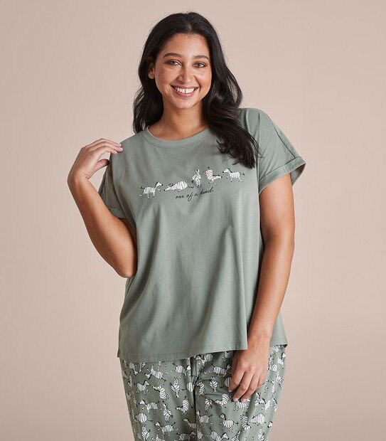 Fulller Figure Slogan Sleep T-Shirt