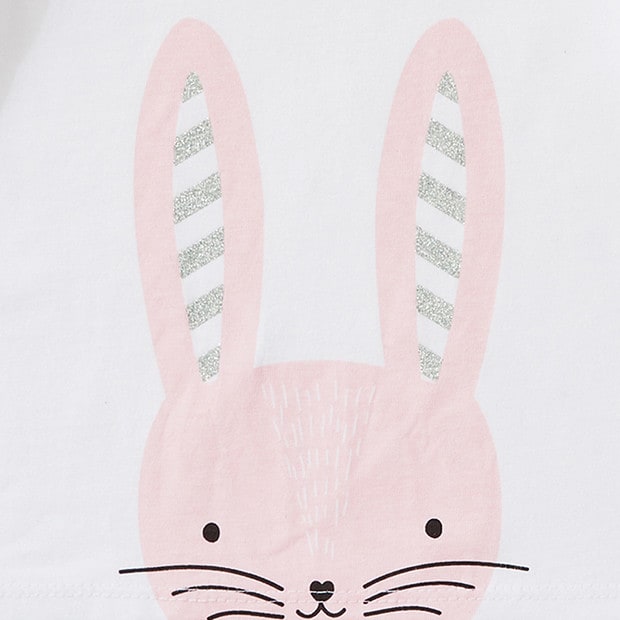【DEARMINE】Heart Rabbit Printing Short Sleeves Short Sleeve Bunny Pom Pom T-Shirt | Target Australia