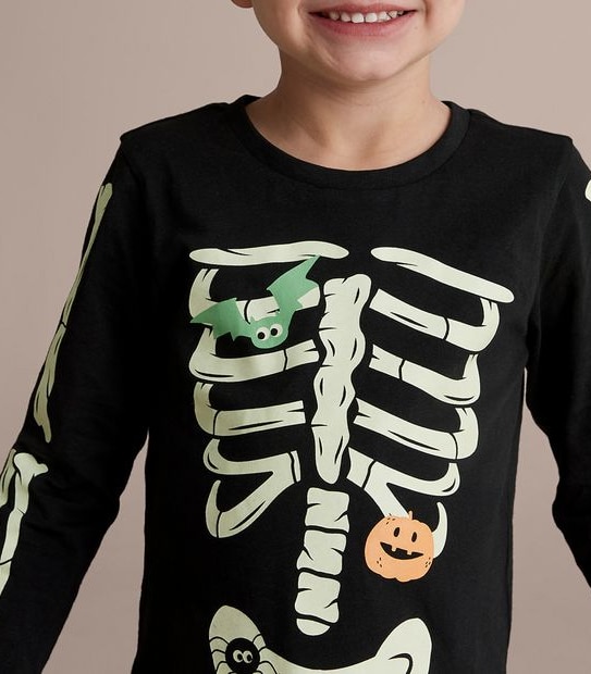 Unisex Kids Family Matching Glow In The Dark Skeleton Pyjama Set