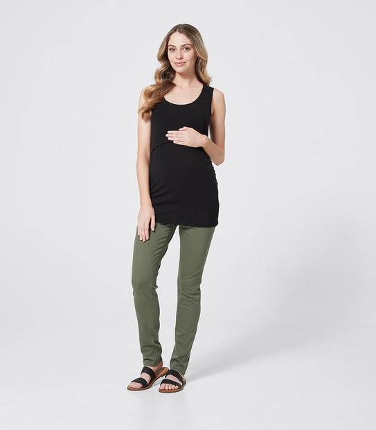 Maternity Organic Cotton Nursing Tank - Black