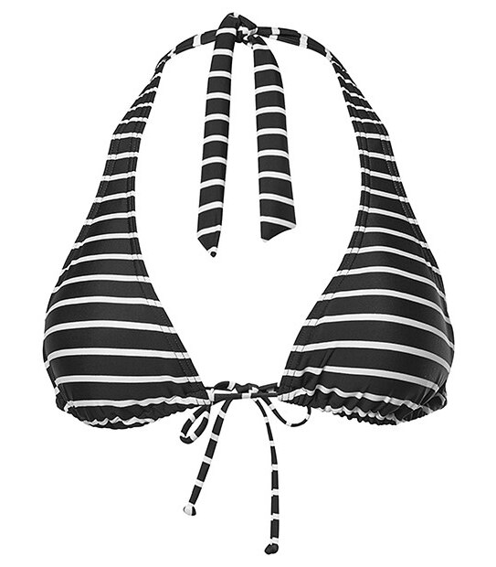 Halter Bikini Top - Black Stripes