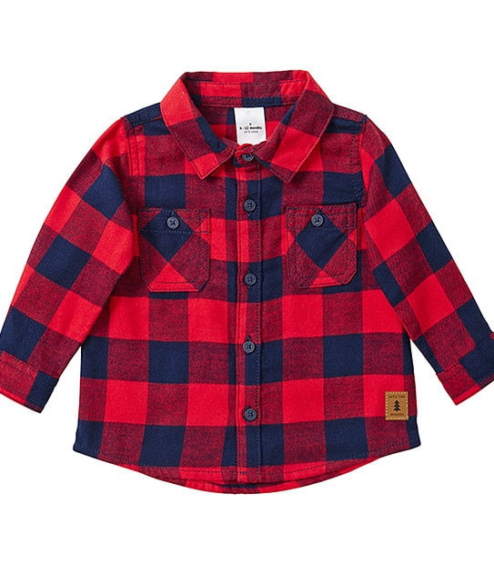 Baby Long Sleeve Red Check Flannelette Shirt