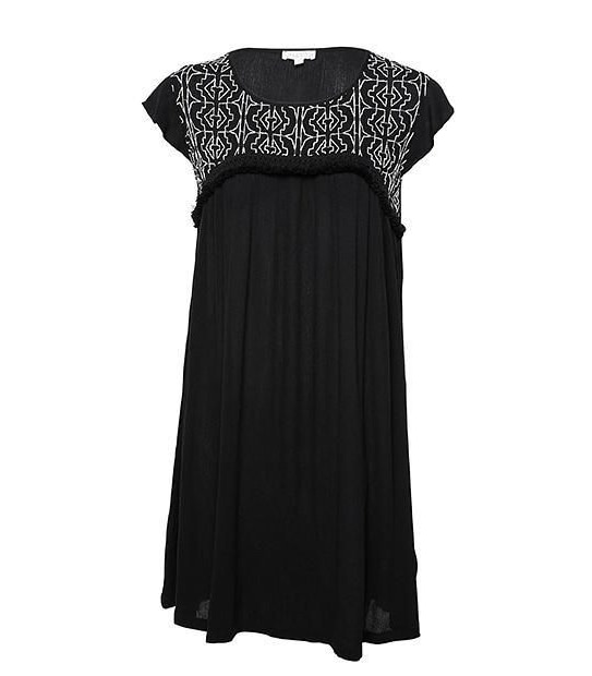 Life & Style Peasant Dress - Black