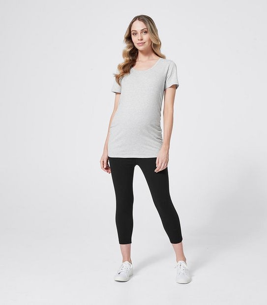 Maternity Organic Cotton Over The Belly 3/4 Length Leggings 