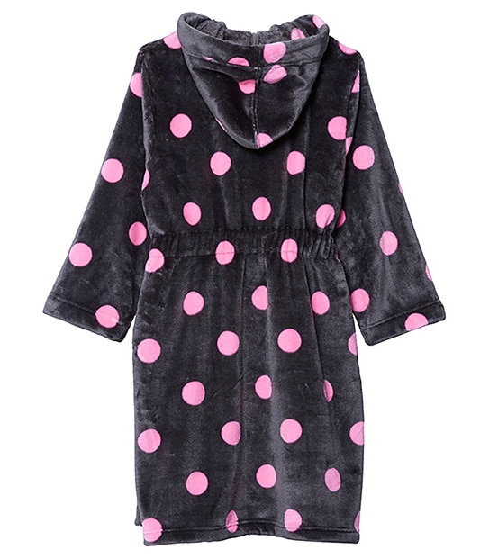Girls' Hooded Dressing Gown - Spots