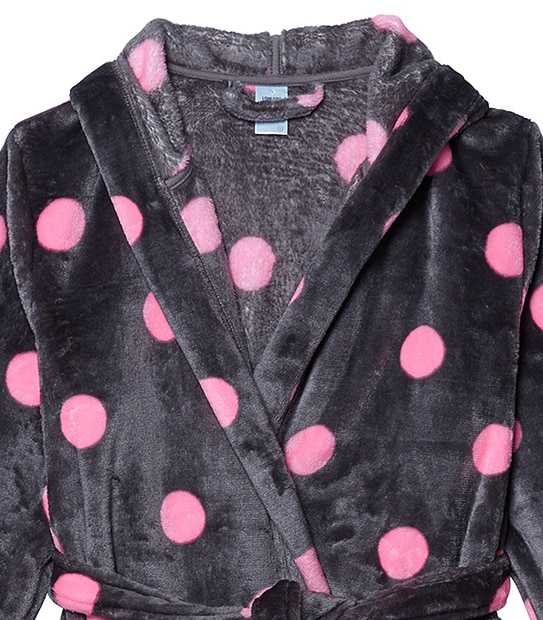 Girls' Hooded Dressing Gown - Spots