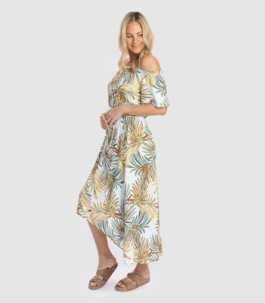 Piping Hot Cold Shoulder Midi Dress