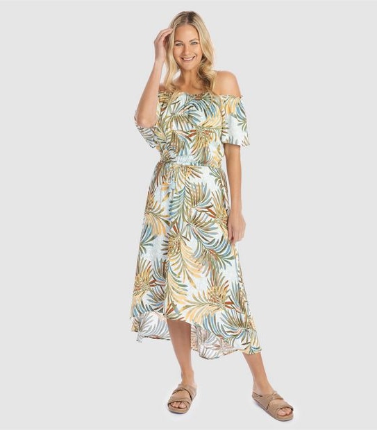 Piping Hot Cold Shoulder Midi Dress