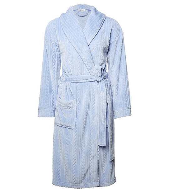 Textured Cable Dressing Gown - Blue